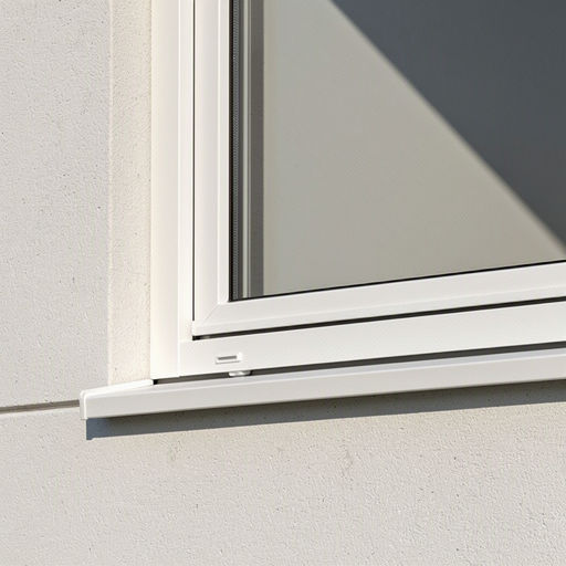 Close-up kunststof kozijn vloer-tot-plafond wit op gepleisterde gevel Amstelveen