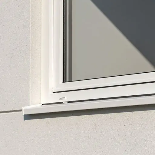 Close-up kunststof kozijn vloer-tot-plafond wit op gepleisterde gevel Amstelveen
