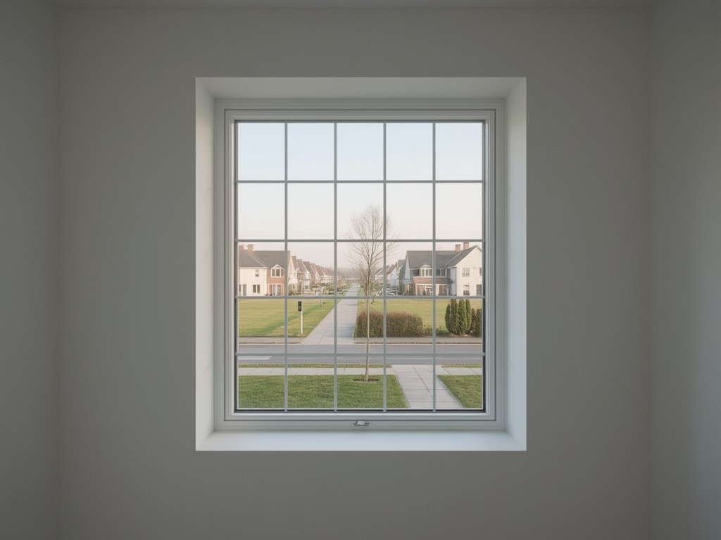 Interieur van een woning in Lisse met uitzicht op een rustige straat door een groot kunststof raam