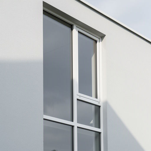 Close-up van een wit kunststof kozijn tot op de grond geplaatst op een gladde gevel in Lisse