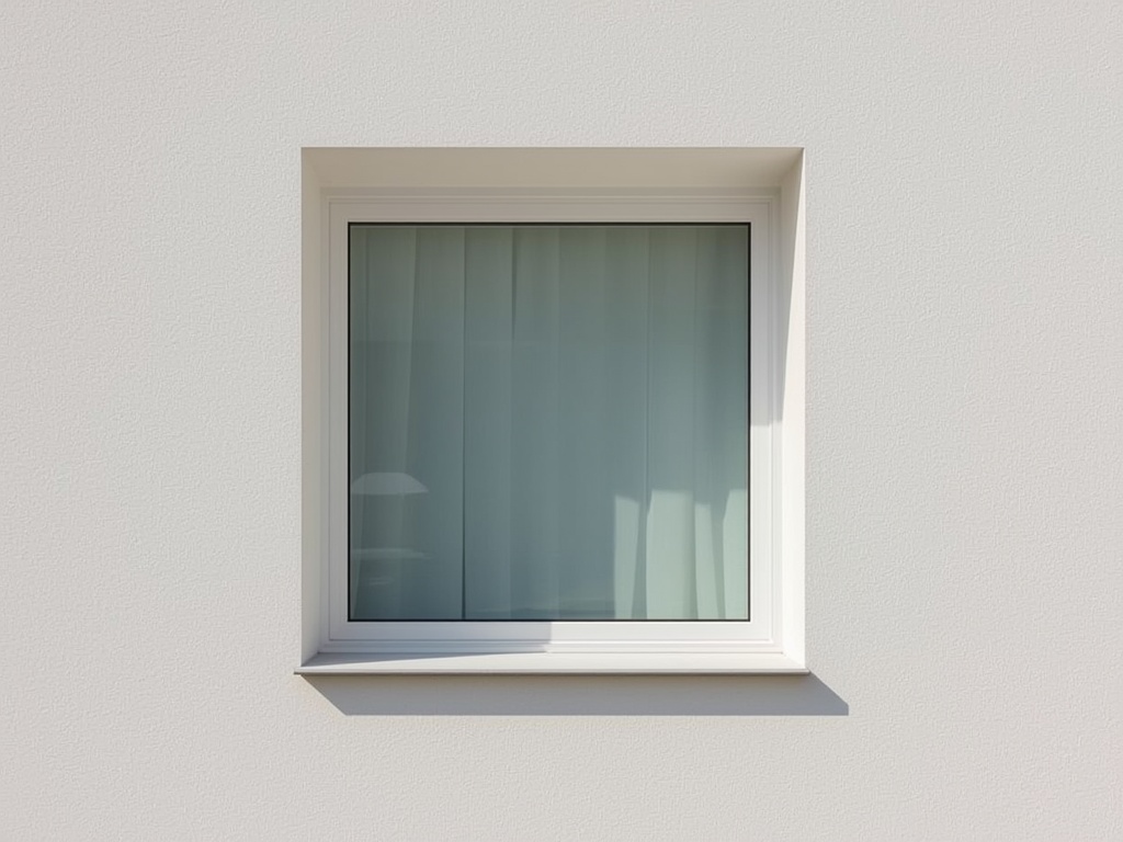 Close-up kunststof kozijn vloer-tot-plafond wit op gepleisterde gevel Nieuw-Vennep