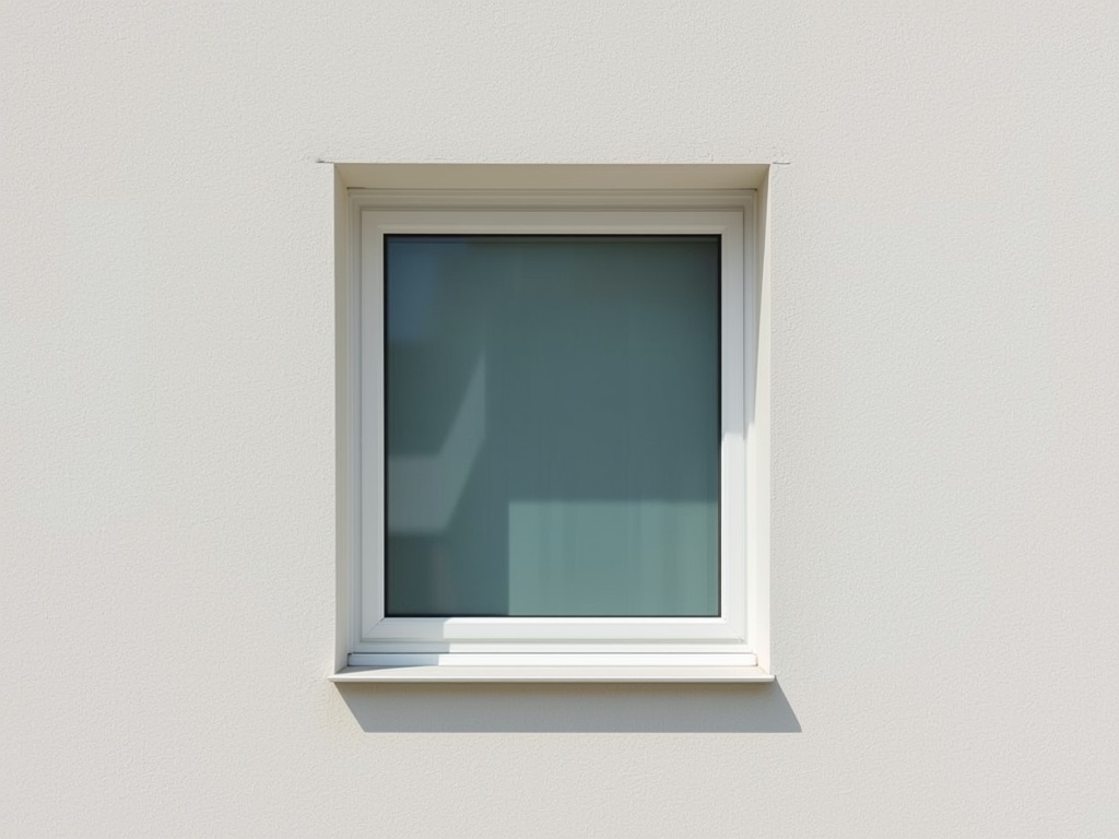 Close-up van een wit vloer-tot-plafond kunststof kozijn op een gepleisterde gevel in Hillegom