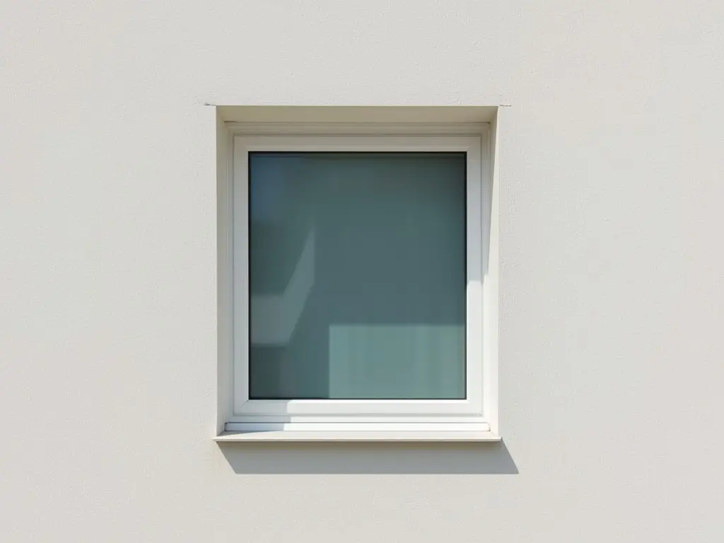 Close-up van een wit vloer-tot-plafond kunststof kozijn op een gepleisterde gevel in Hillegom
