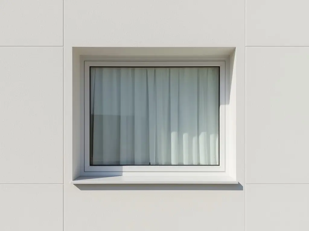 Detail van een wit kunststof kozijn vloer-tot-plafond op een gladde gevel in Badhoevedorp