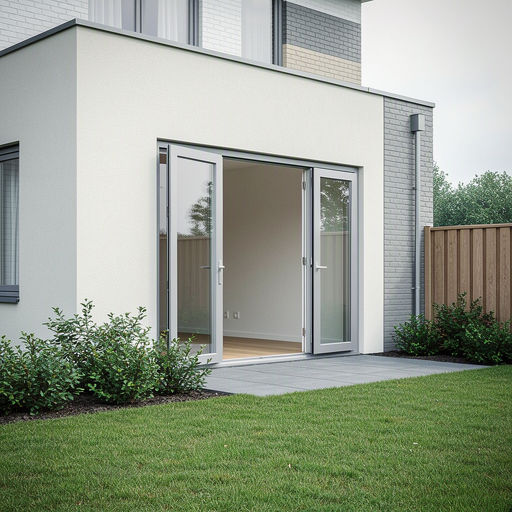 Kunststof schuifpui aan de achtergevel van een woning in Hoofddorp