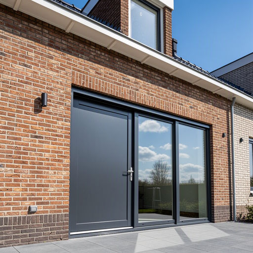 Witte kunststof hefschuifpui met HR++ glas in een rijtjeswoning