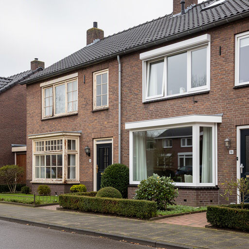 Monteur plaatst kunststof kozijnen bij een woning in Hoofddorp